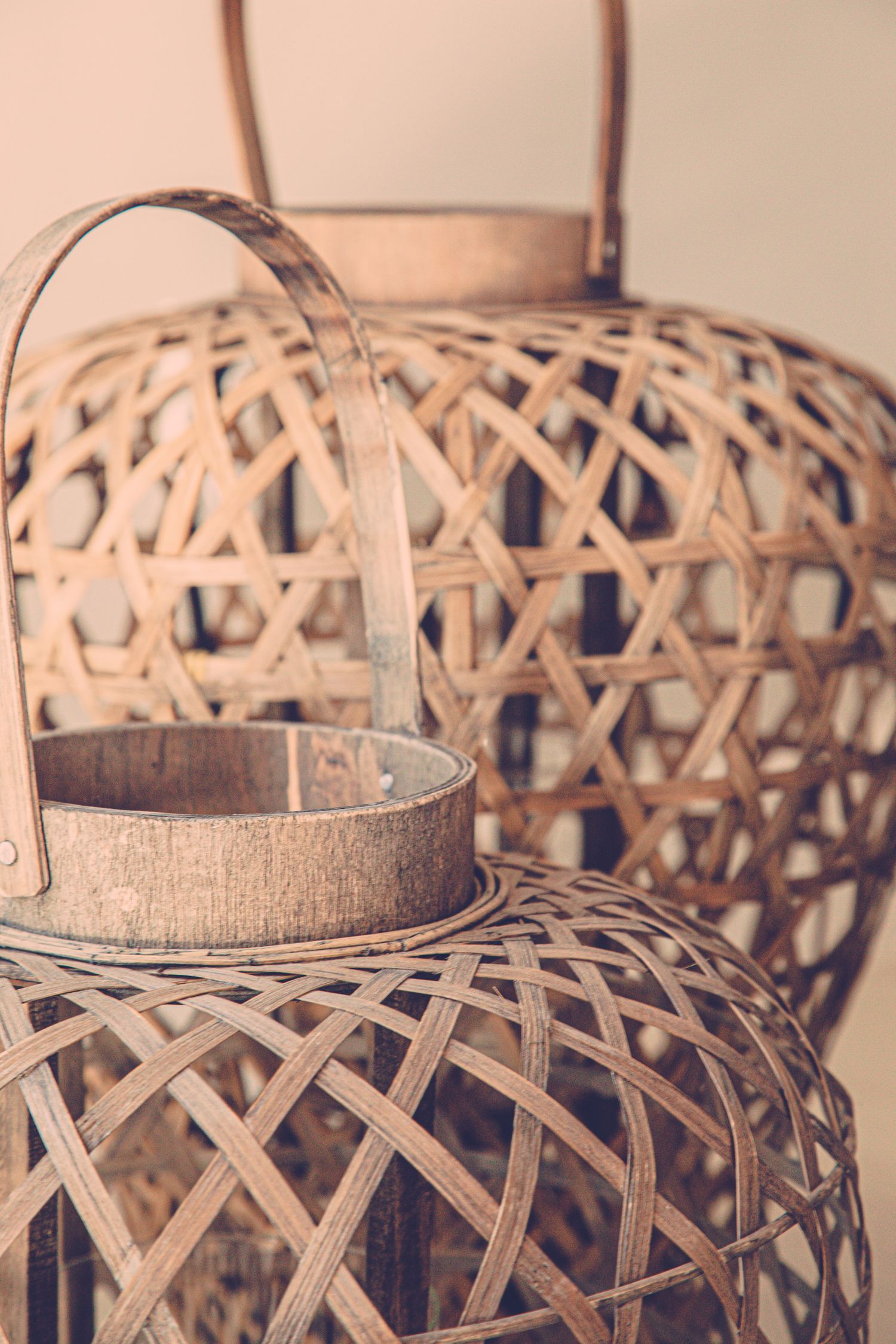 Close-up of woven baskets showing natural texture; an illustrative material photograph